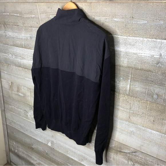 COS medium navy colorblock button up quarter button long sleeve sweater - Picture 3 of 3